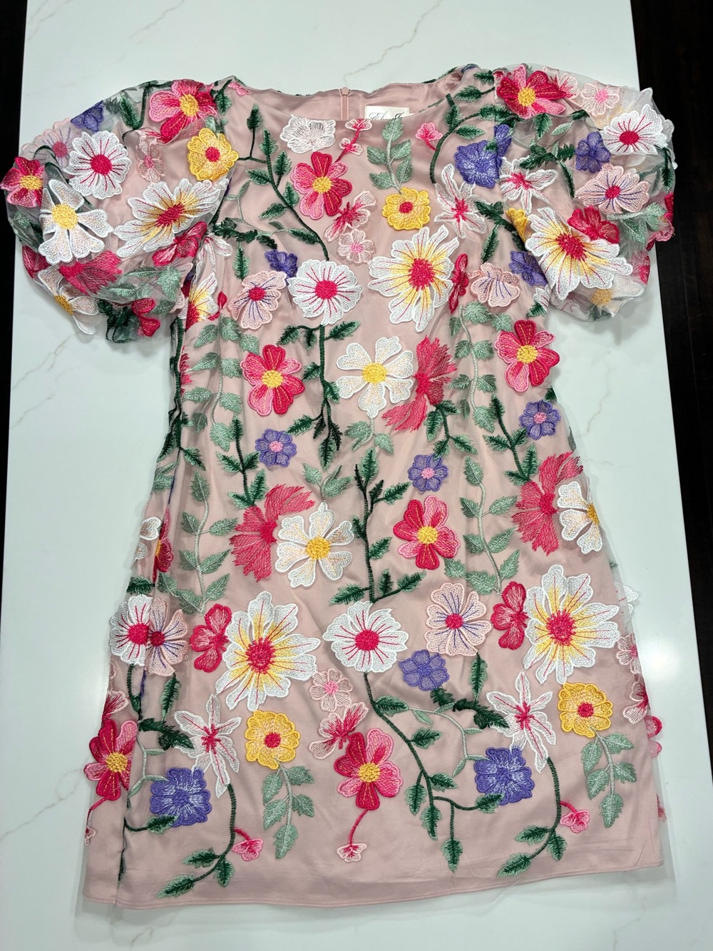 Eliza J Pink Floral Embroidered Party Dress for Girls
